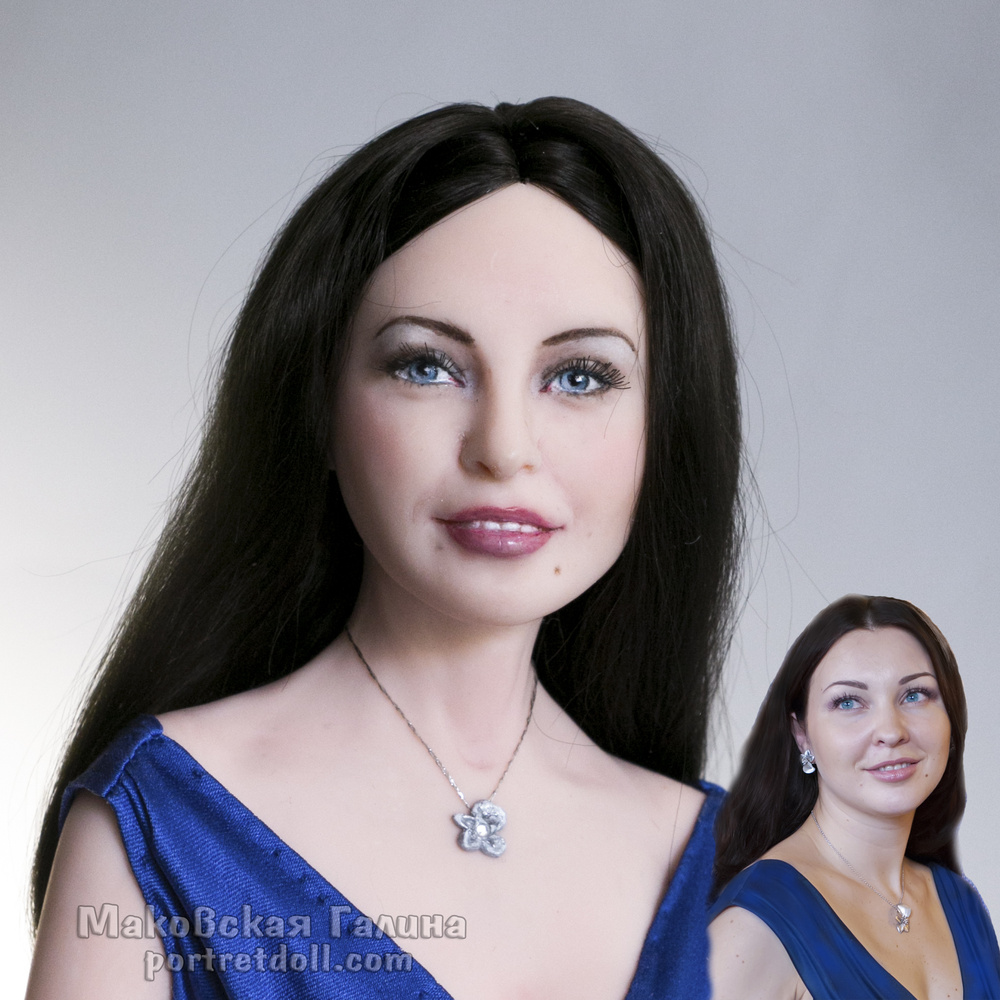Портретная кукла ДЕВУШКА В СИНЕМ 