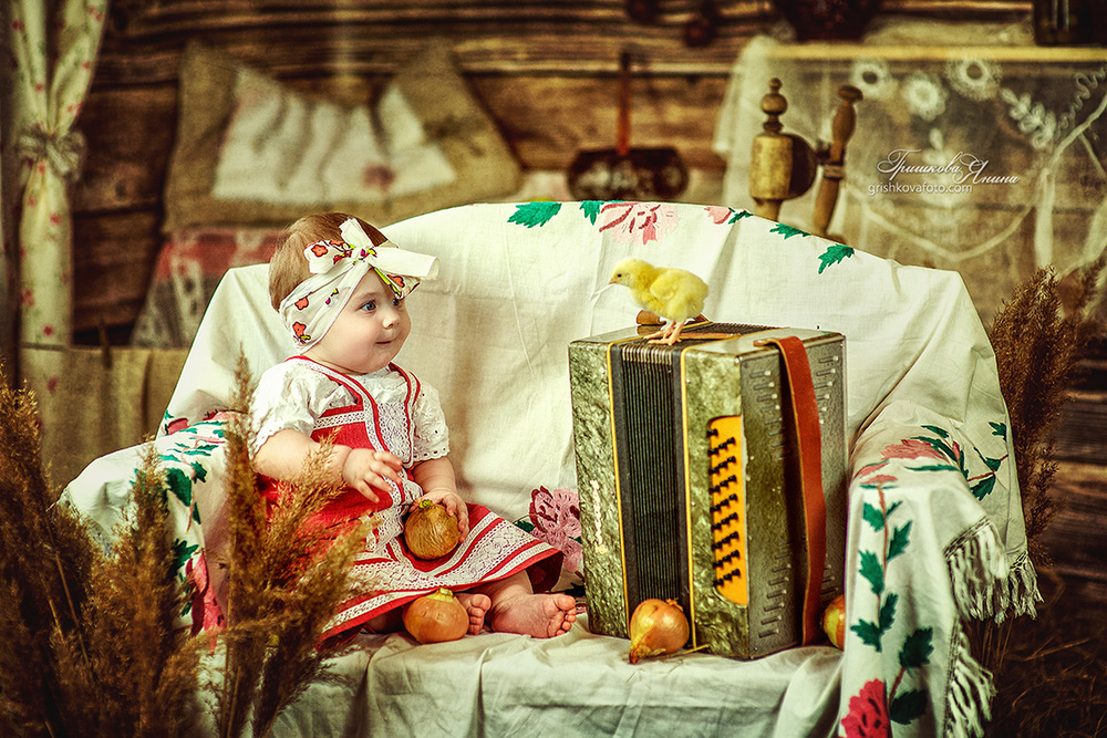 Детская фотосессия - Деревенское утро