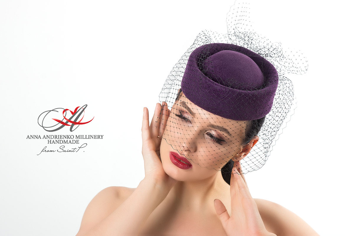 Шляпка-вуалетка бренда Anna Andrienko millinery