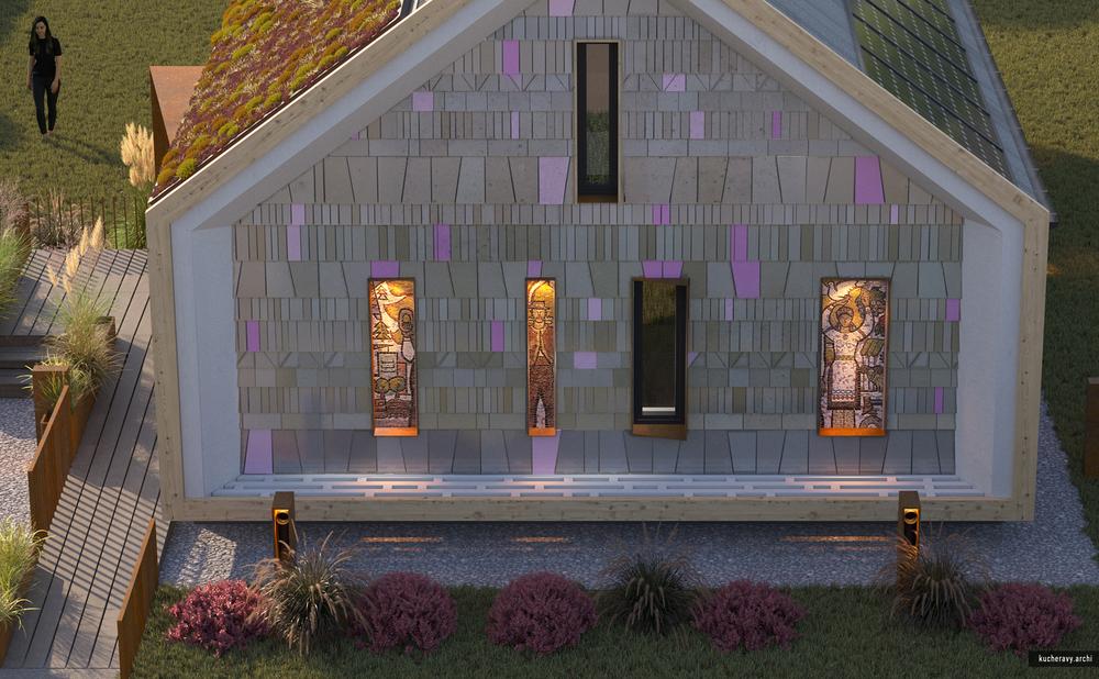 Circular architecture facade made from recycled materials