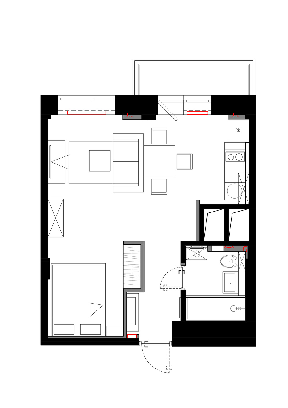квартира студия 33м2 