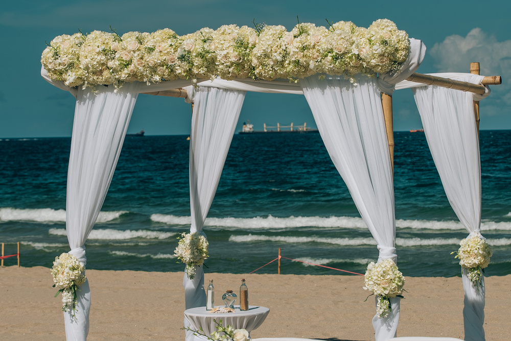 J + J. Beach wedding