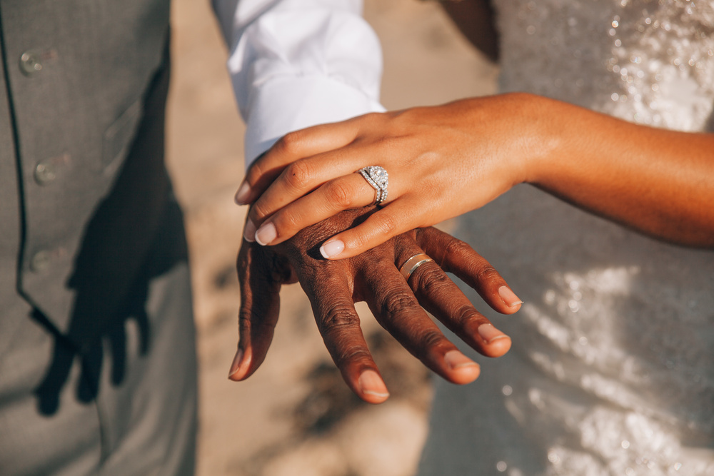 J + J. Beach wedding