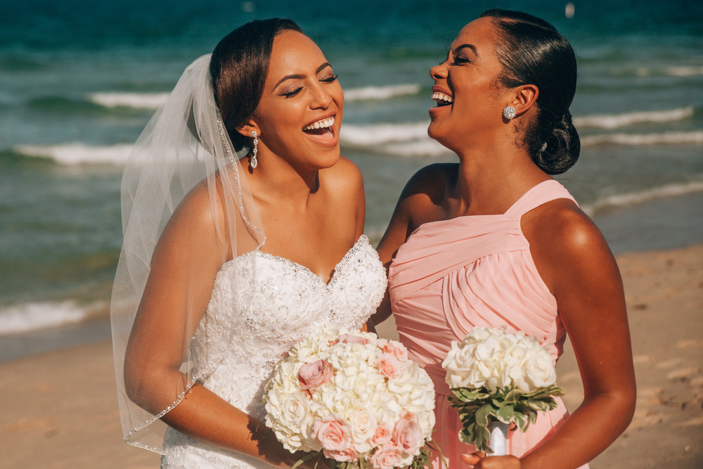 J + J. Beach wedding