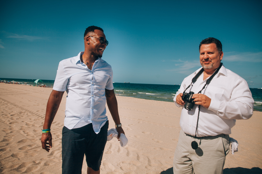 J + J. Beach wedding