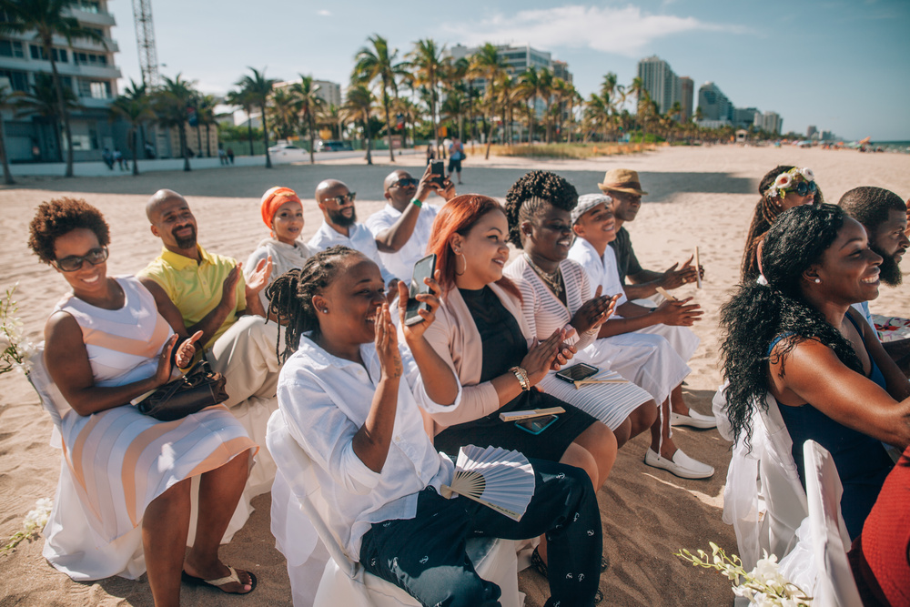 J + J. Beach wedding