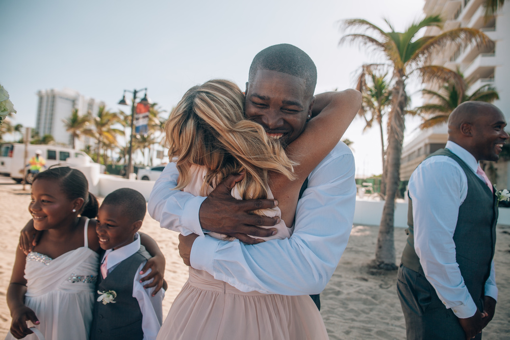 J + J. Beach wedding