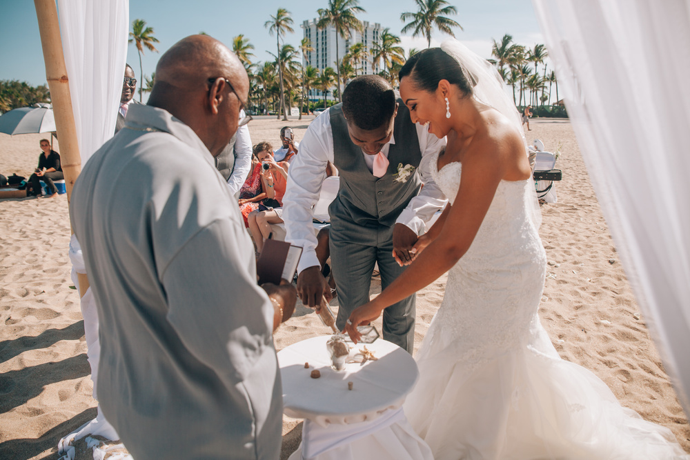 J + J. Beach wedding
