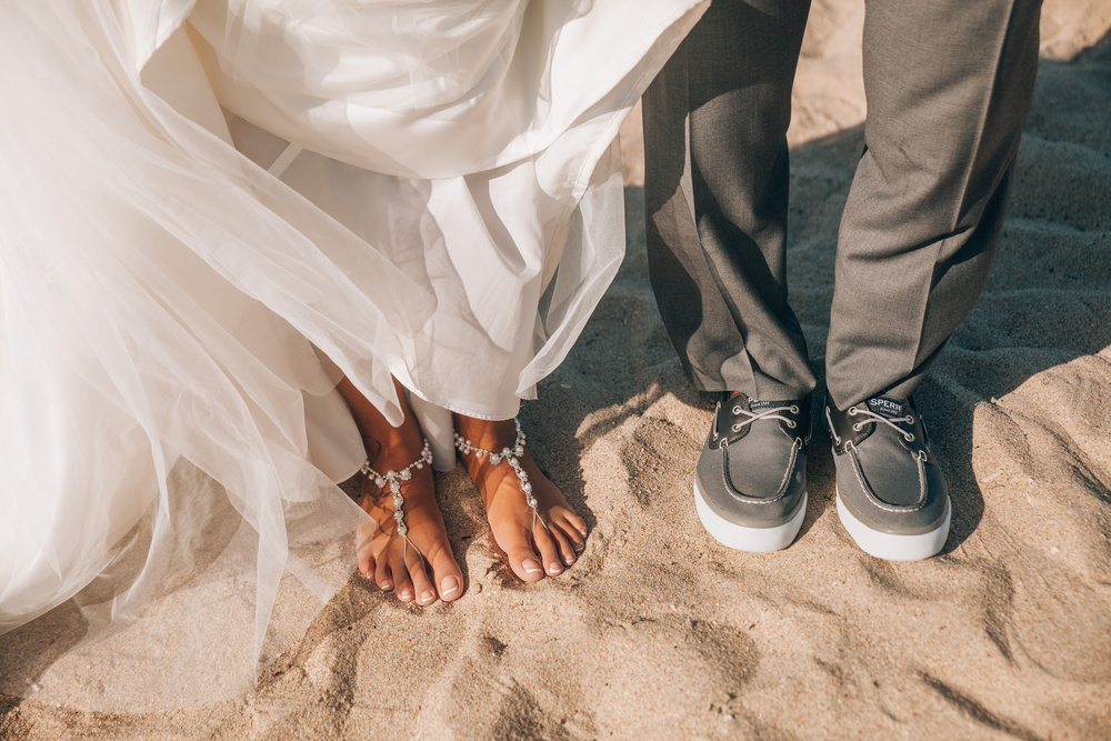 J + J. Beach wedding