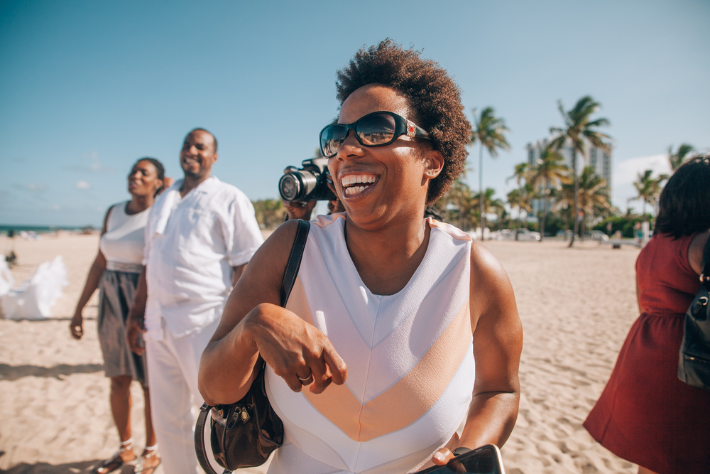 J + J. Beach wedding