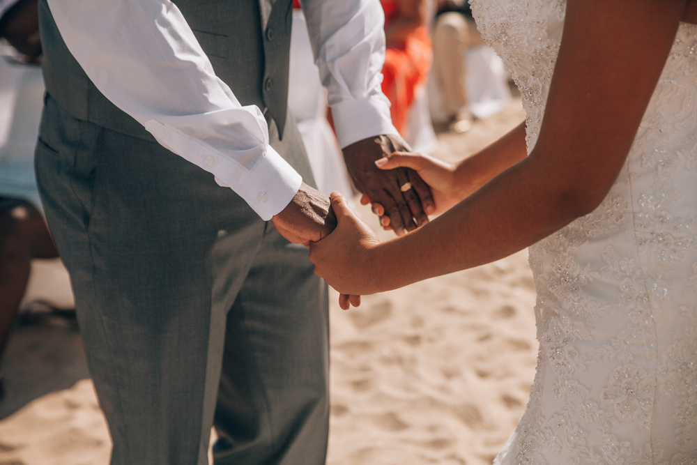 J + J. Beach wedding
