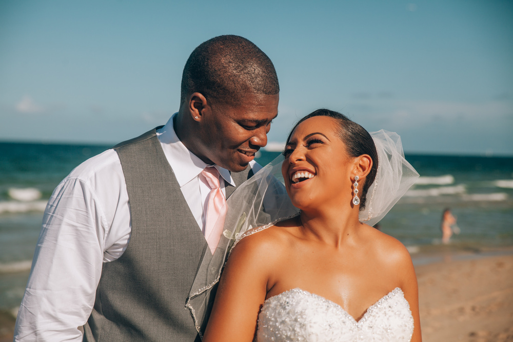 J + J. Beach wedding