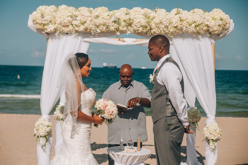 J + J. Beach wedding
