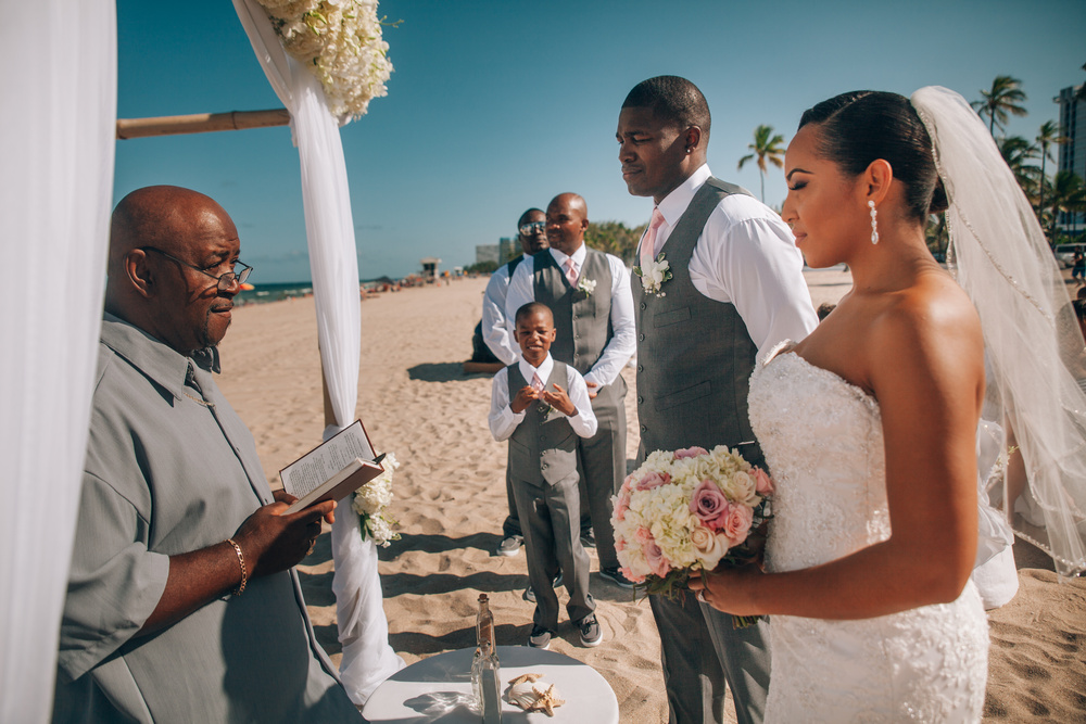 J + J. Beach wedding