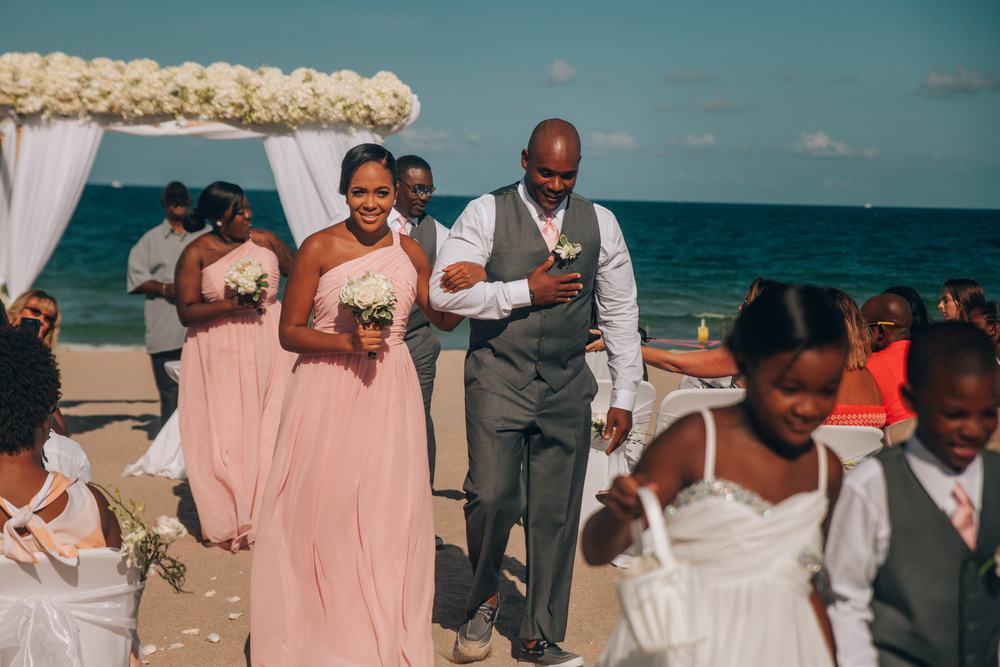 J + J. Beach wedding