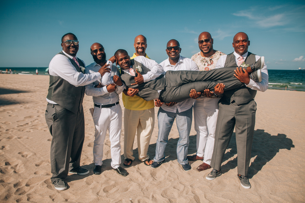 J + J. Beach wedding