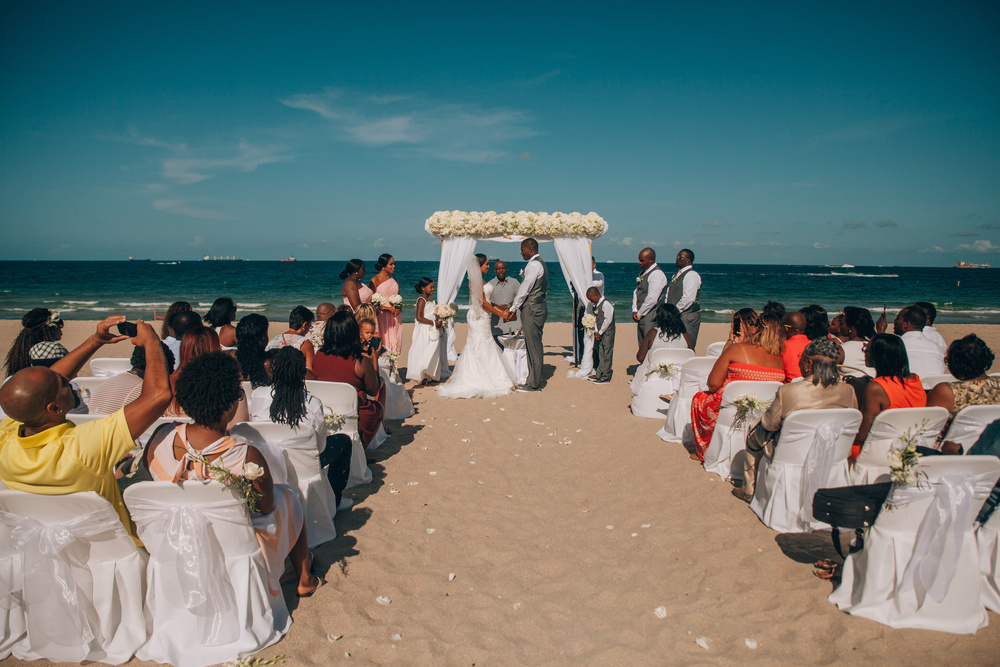 J + J. Beach wedding