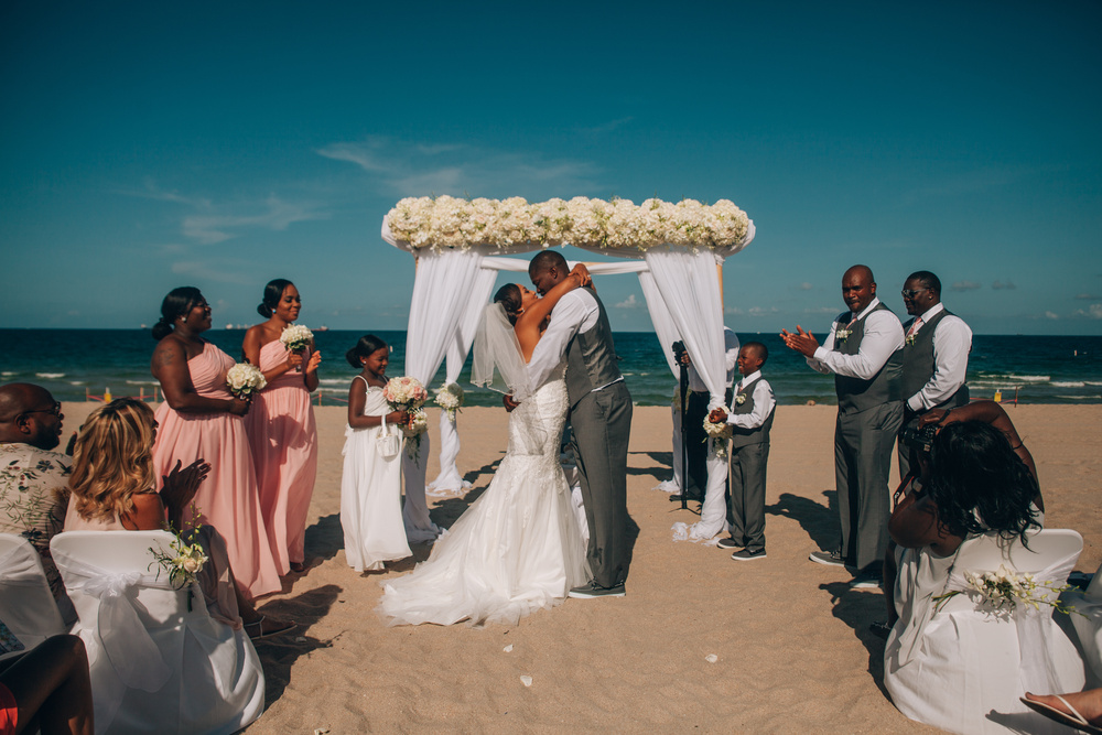 J + J. Beach wedding