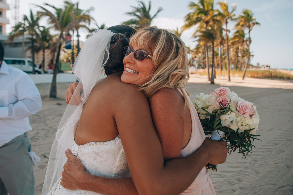 J + J. Beach wedding