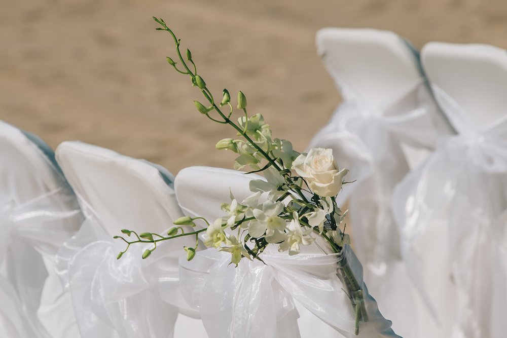 J + J. Beach wedding